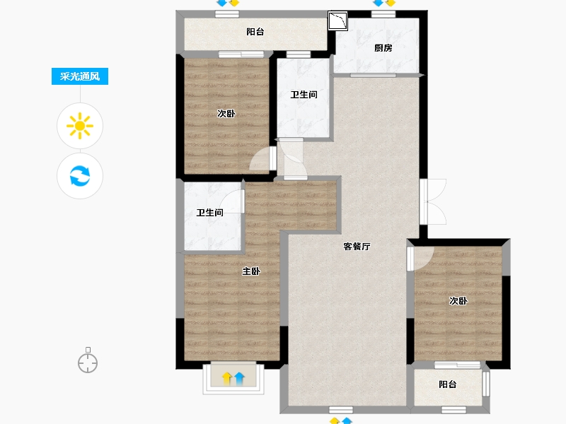 山西省-临汾市-锦悦府-100.20-户型库-采光通风