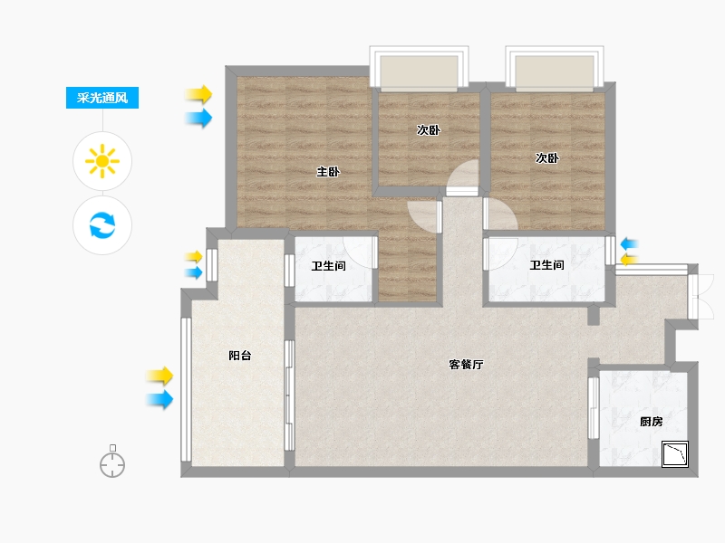 湖北省-宜昌市-城中半岛-85.00-户型库-采光通风