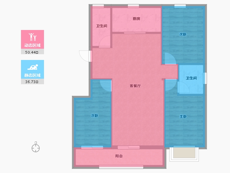 山东省-潍坊市-恒信玫瑰公馆-79.13-户型库-动静分区