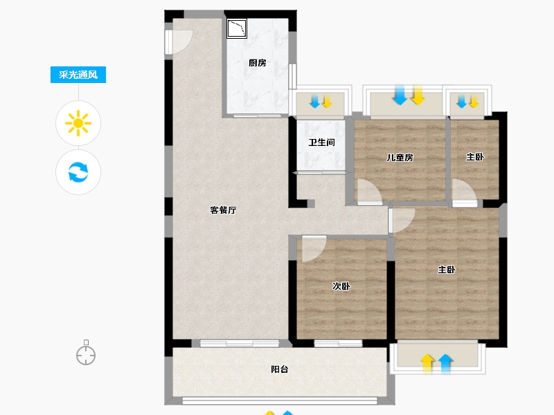 湖南省-常德市-常德碧桂园翘楚棠-89.43-户型库-采光通风