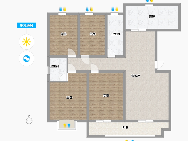 山东省-德州市-康悦公馆-124.19-户型库-采光通风