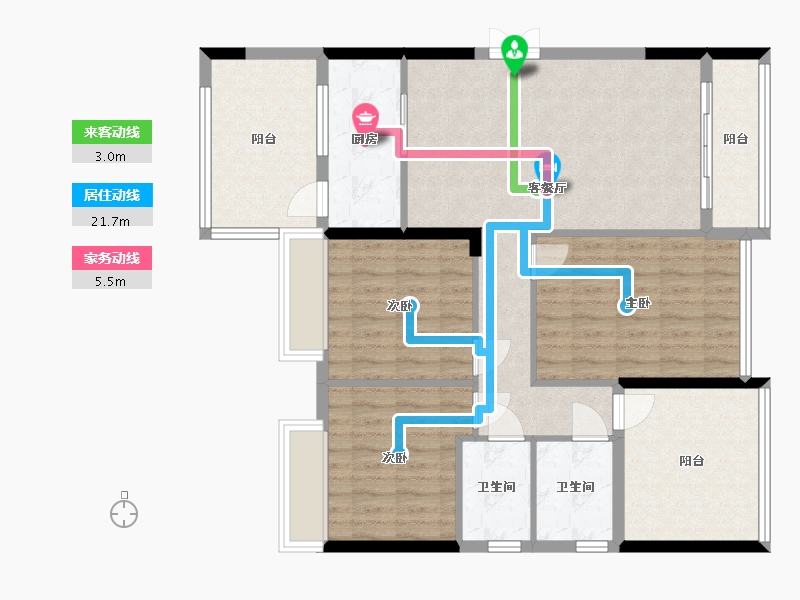 安徽省-滁州市-珠江和院-102.53-户型库-动静线