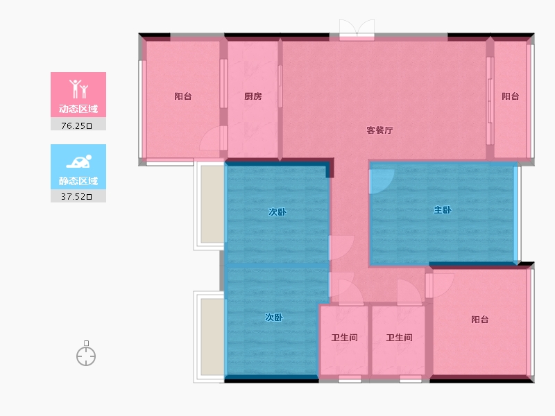 安徽省-滁州市-珠江和院-102.53-户型库-动静分区