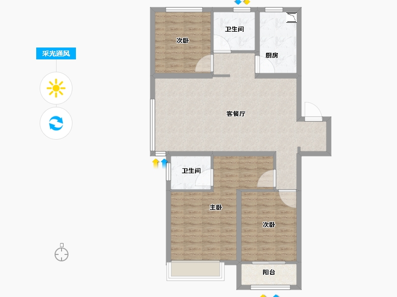 山东省-青岛市-中建锦绣城-95.51-户型库-采光通风