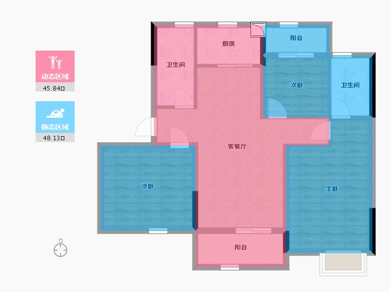 浙江省-杭州市-金世纪运河丽园-83.64-户型库-动静分区