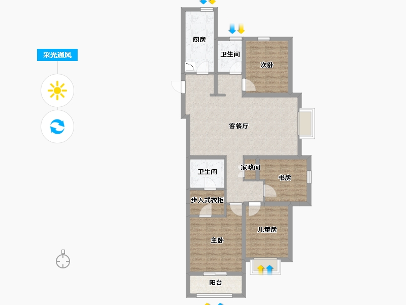 山西省-太原市-远大·凤玺湾-99.85-户型库-采光通风