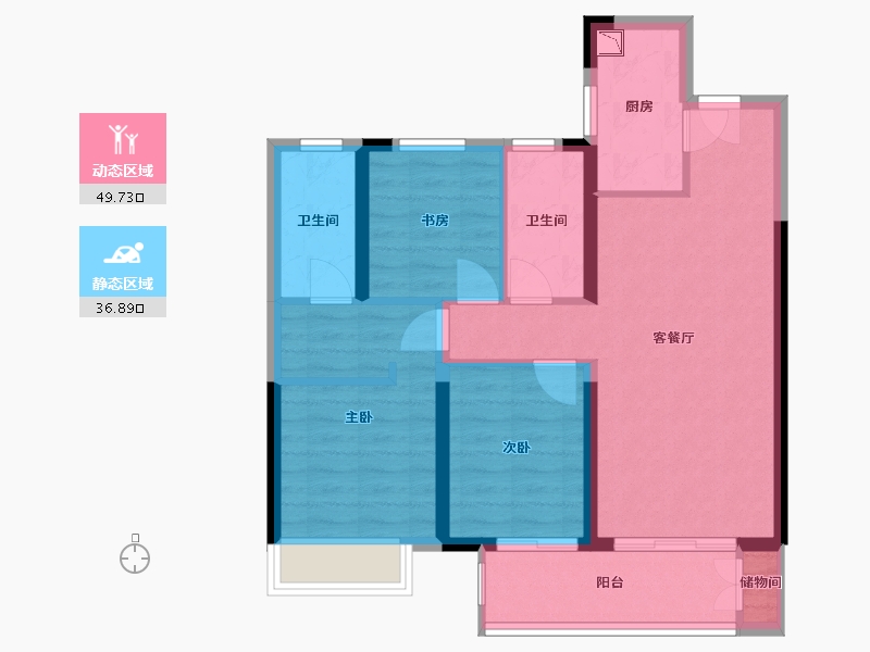 河南省-郑州市-建业盛悦府-76.77-户型库-动静分区