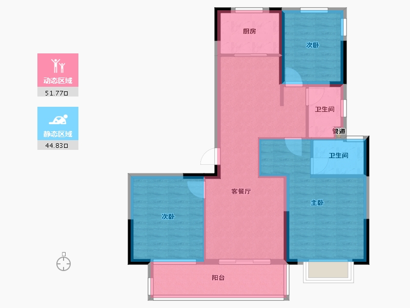 江苏省-盐城市-中梁・首府壹号-86.40-户型库-动静分区