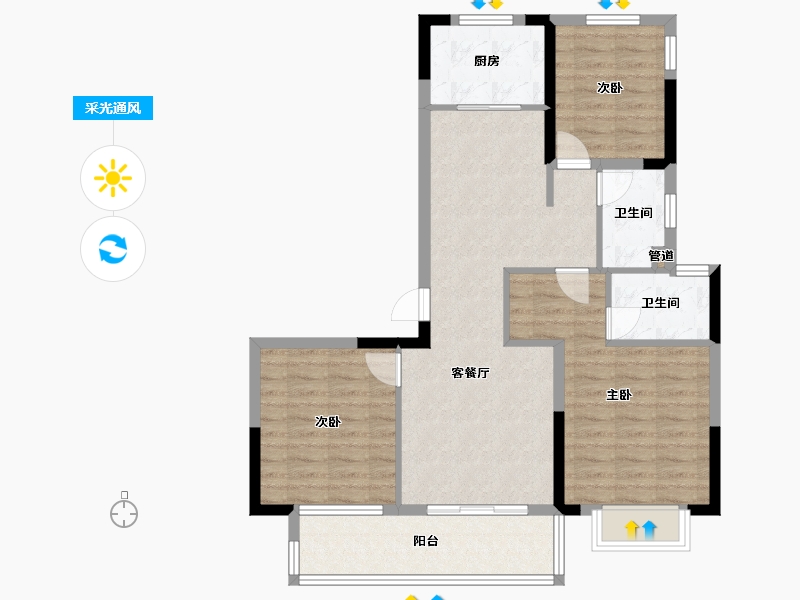 江苏省-盐城市-中梁・首府壹号-86.40-户型库-采光通风