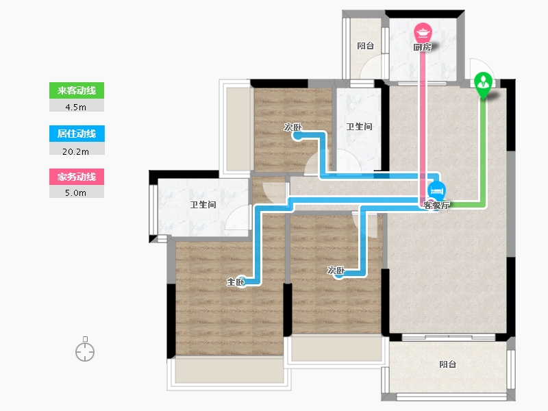 广西壮族自治区-贵港市-润月公园里6号楼-83.64-户型库-动静线