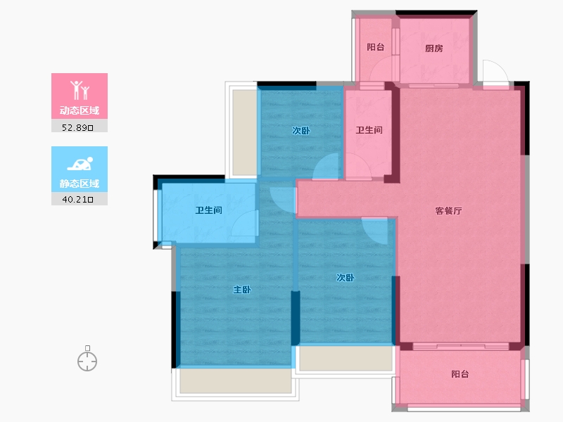 广西壮族自治区-贵港市-润月公园里6号楼-83.64-户型库-动静分区