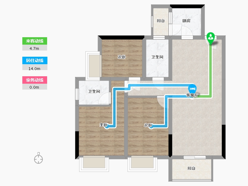 湖北省-宜昌市-鸿瑞华府-77.25-户型库-动静线