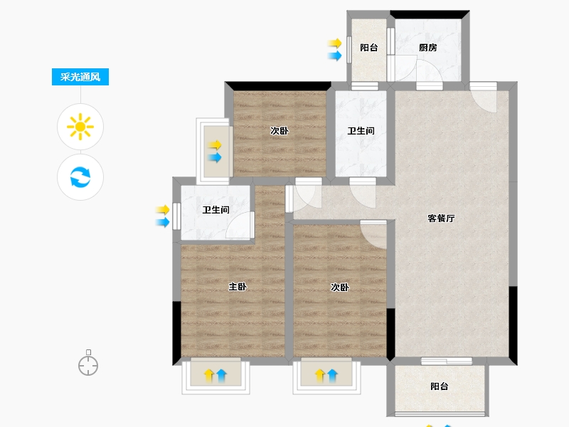 湖北省-宜昌市-鸿瑞华府-77.25-户型库-采光通风