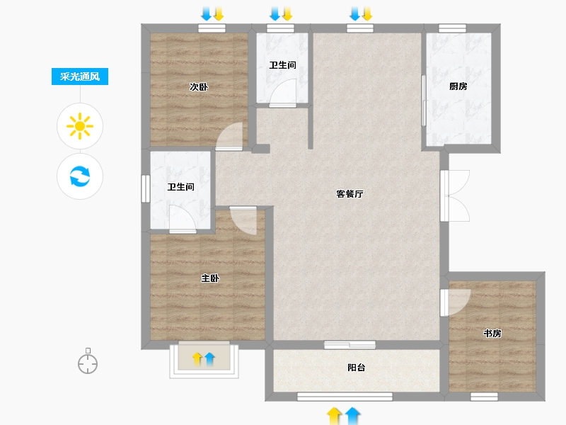 黑龙江省-大庆市-中央华府-92.71-户型库-采光通风