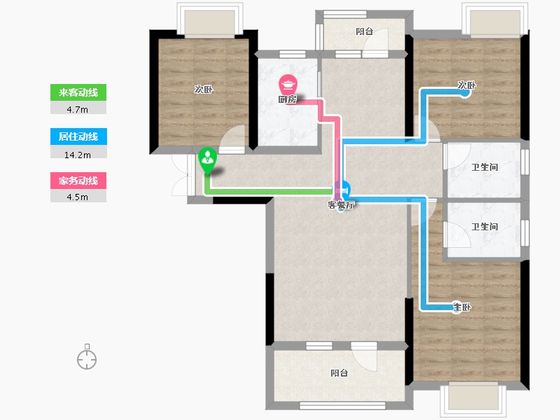 湖北省-武汉市-华星龙腾国际-89.59-户型库-动静线