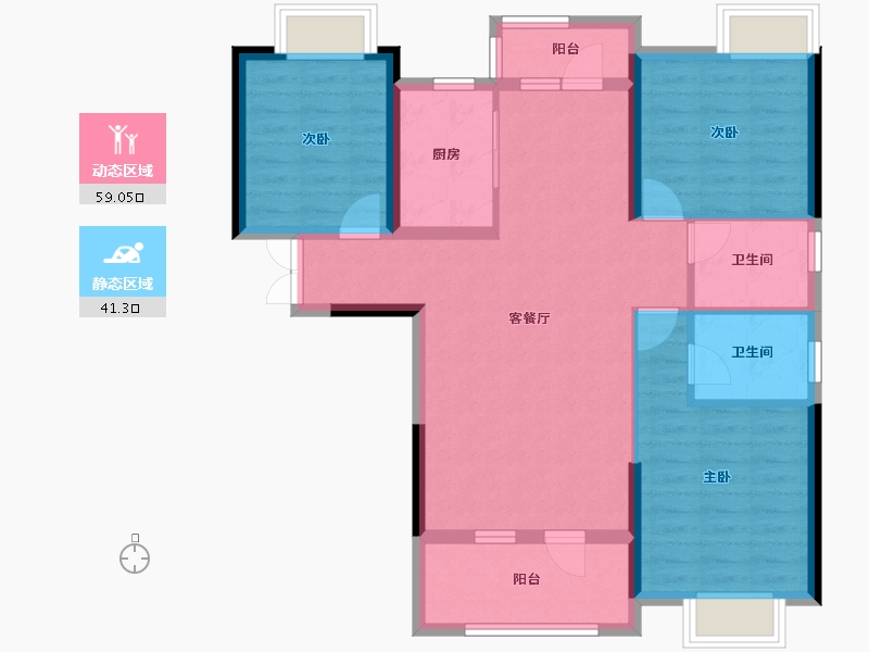 湖北省-武汉市-华星龙腾国际-89.59-户型库-动静分区