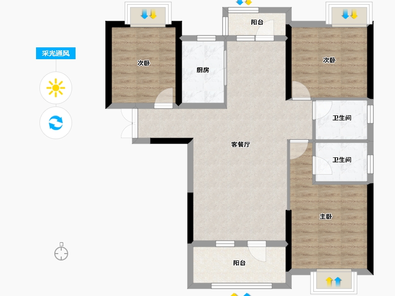 湖北省-武汉市-华星龙腾国际-89.59-户型库-采光通风