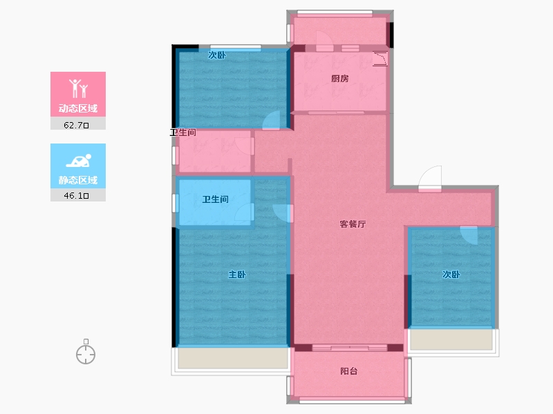 河南省-郑州市-新密碧桂园-96.89-户型库-动静分区