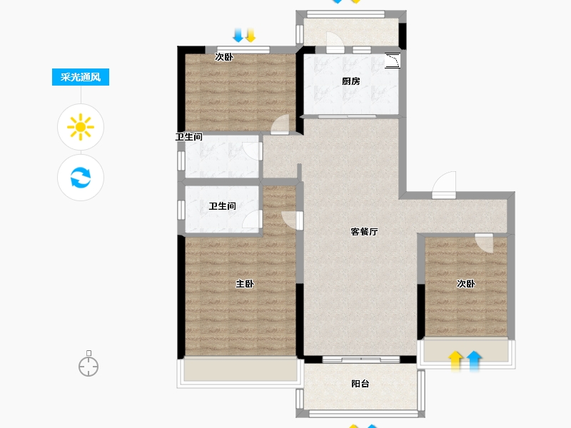 河南省-郑州市-新密碧桂园-96.89-户型库-采光通风