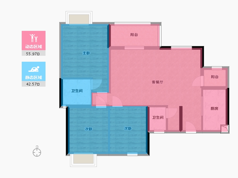 四川省-成都市-润扬观澜鹭岛-88.04-户型库-动静分区