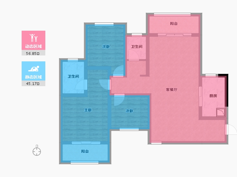 河南省-信阳市-唐家湾-89.55-户型库-动静分区