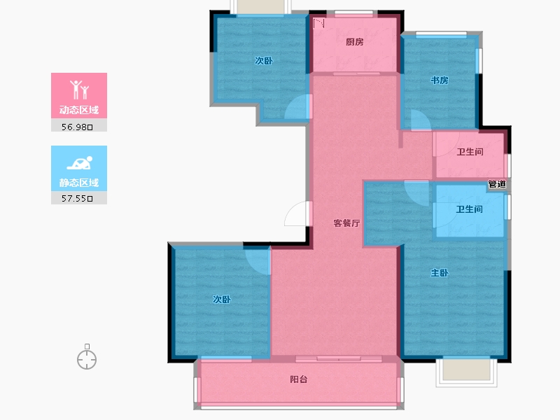 江苏省-盐城市-中梁・首府壹号-102.40-户型库-动静分区