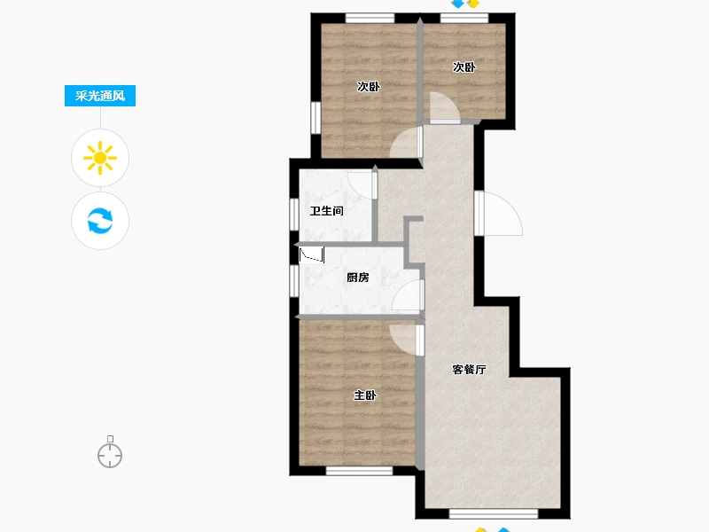 北京-北京市-绿城・奥海明月-57.70-户型库-采光通风