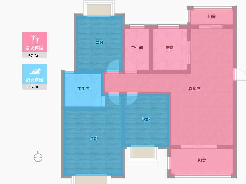 四川省-成都市-杜鹃城千万间-89.47-户型库-动静分区