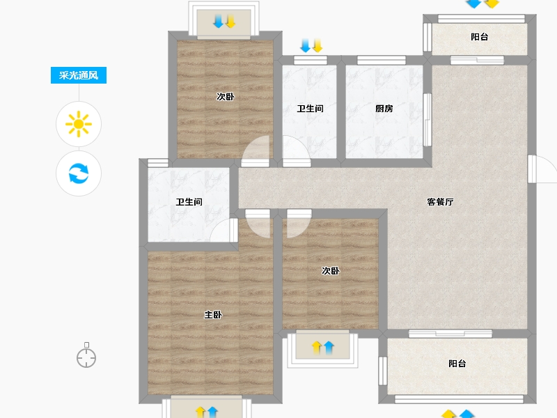 四川省-成都市-杜鹃城千万间-89.47-户型库-采光通风