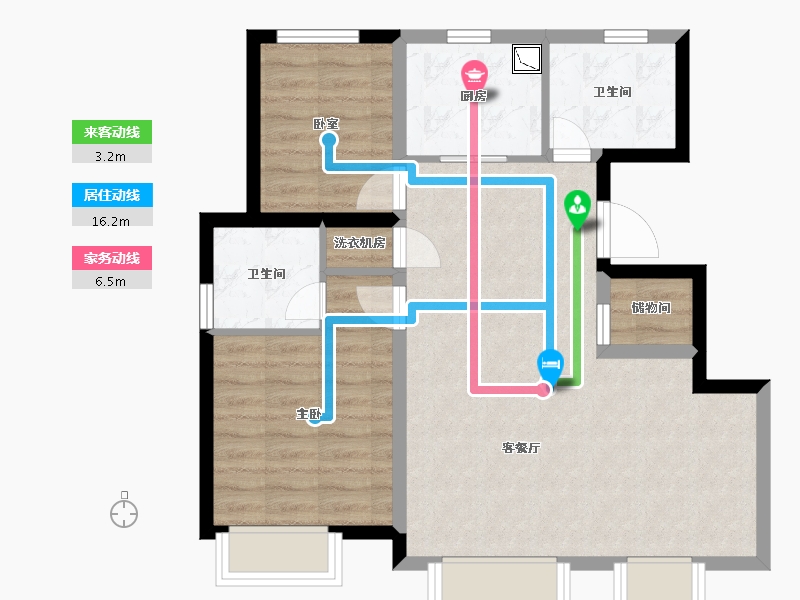 北京-北京市-路劲・御合院-70.77-户型库-动静线