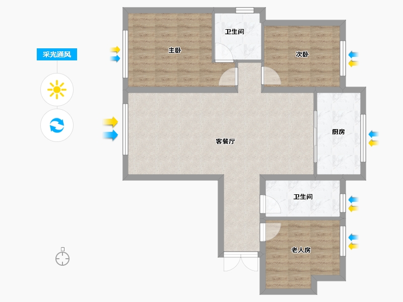 天津-天津市-融创御园-83.72-户型库-采光通风