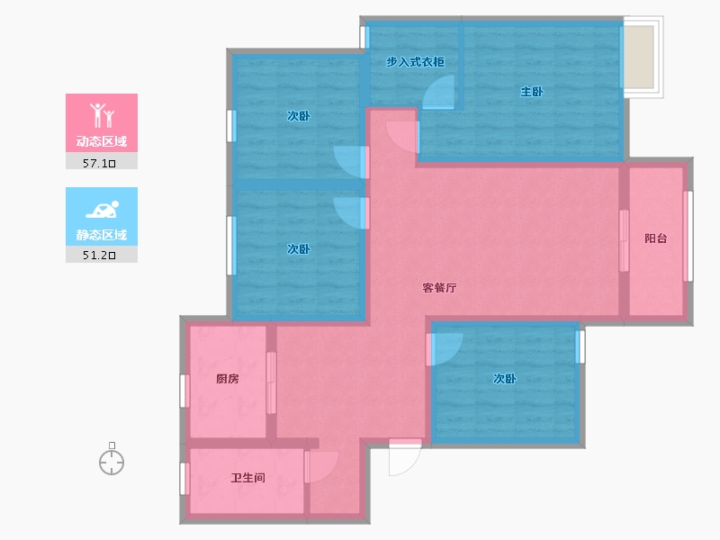 安徽省-阜阳市-阜阳淮畔世家-95.57-户型库-动静分区