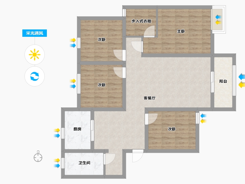 安徽省-阜阳市-阜阳淮畔世家-95.57-户型库-采光通风