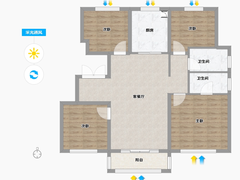 浙江省-温州市-华董鳌江首府-97.60-户型库-采光通风