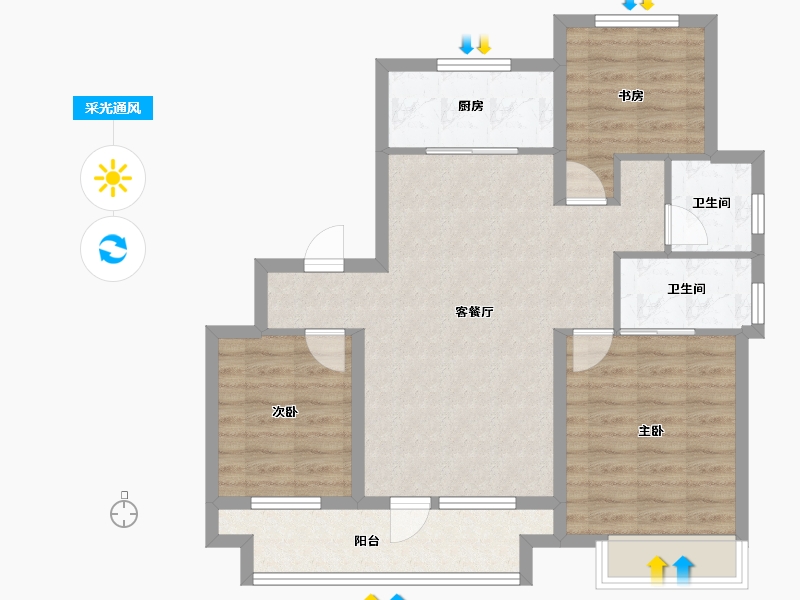 山东省-青岛市-西海岸创新科技城-80.84-户型库-采光通风