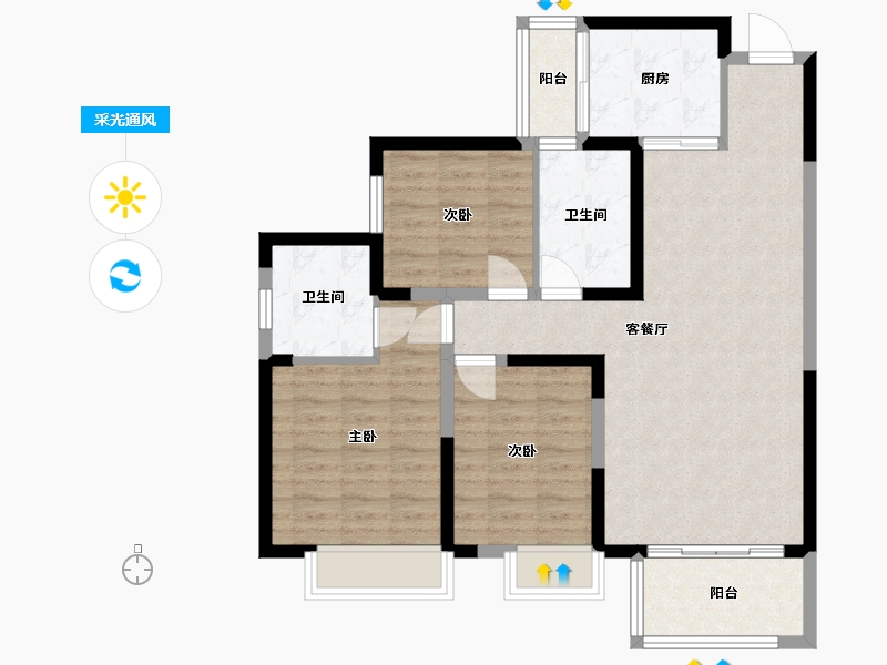 湖南省-常德市-金源国际-90.97-户型库-采光通风