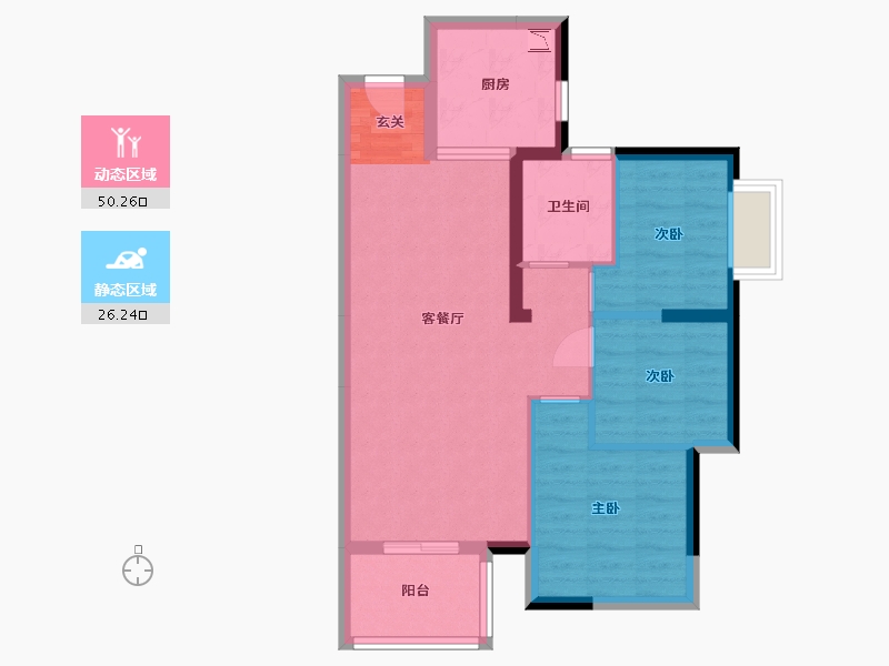 广东省-东莞市-春风格拉斯-68.19-户型库-动静分区