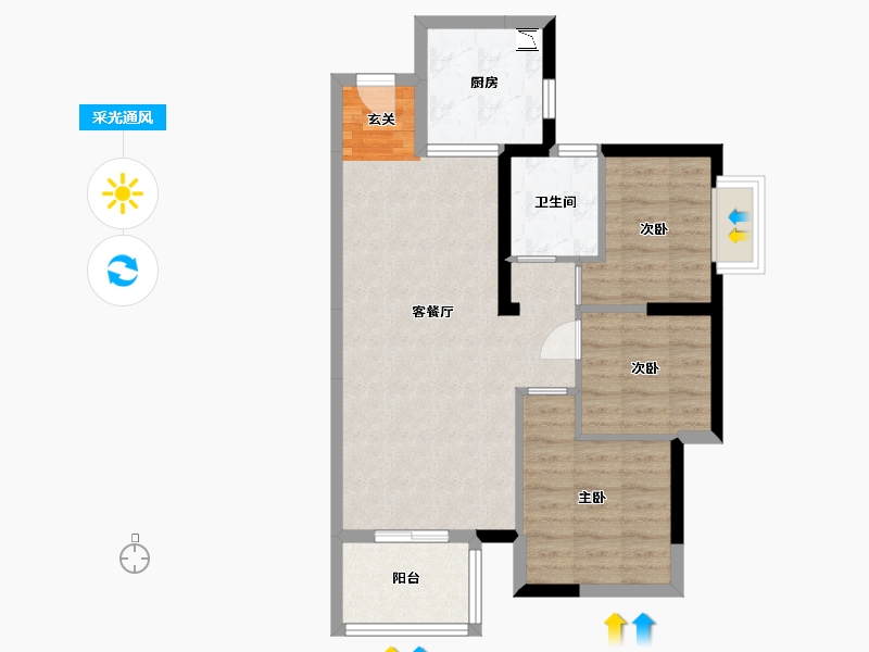 广东省-东莞市-春风格拉斯-68.19-户型库-采光通风