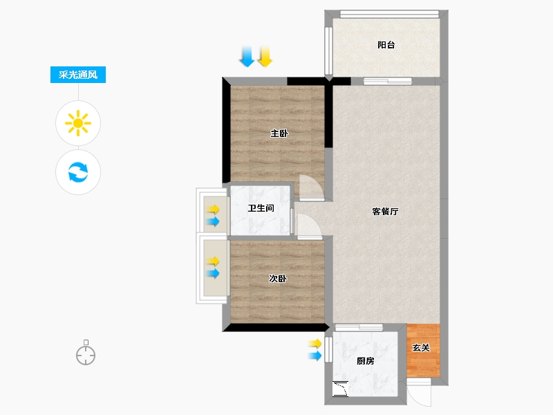 广东省-东莞市-春风格拉斯-59.76-户型库-采光通风