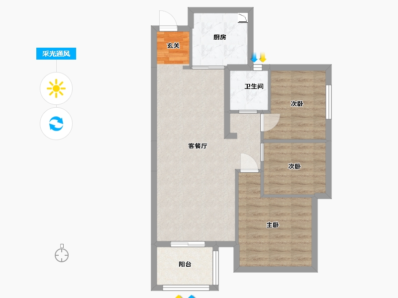 广东省-东莞市-春风格拉斯-67.40-户型库-采光通风