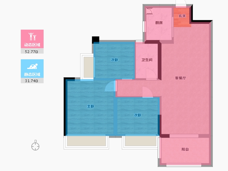 广东省-东莞市-春风格拉斯-75.43-户型库-动静分区