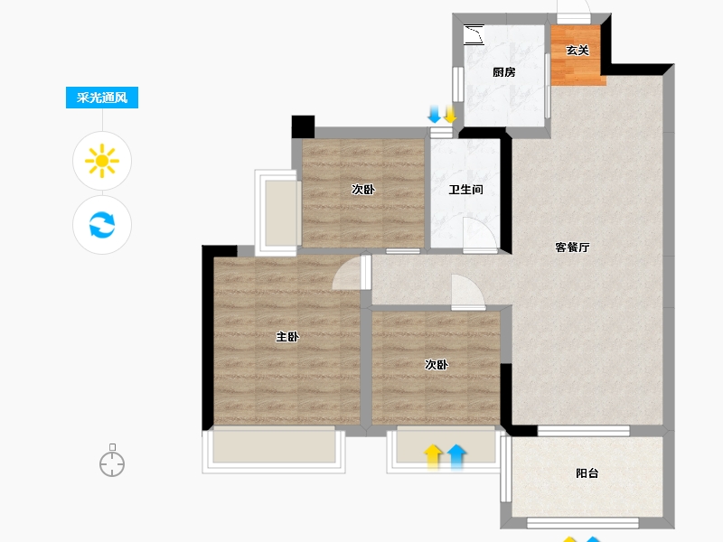 广东省-东莞市-春风格拉斯-75.43-户型库-采光通风