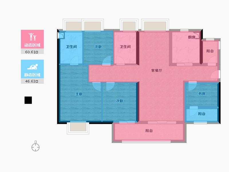 广东省-广州市-东原印江澜-94.55-户型库-动静分区