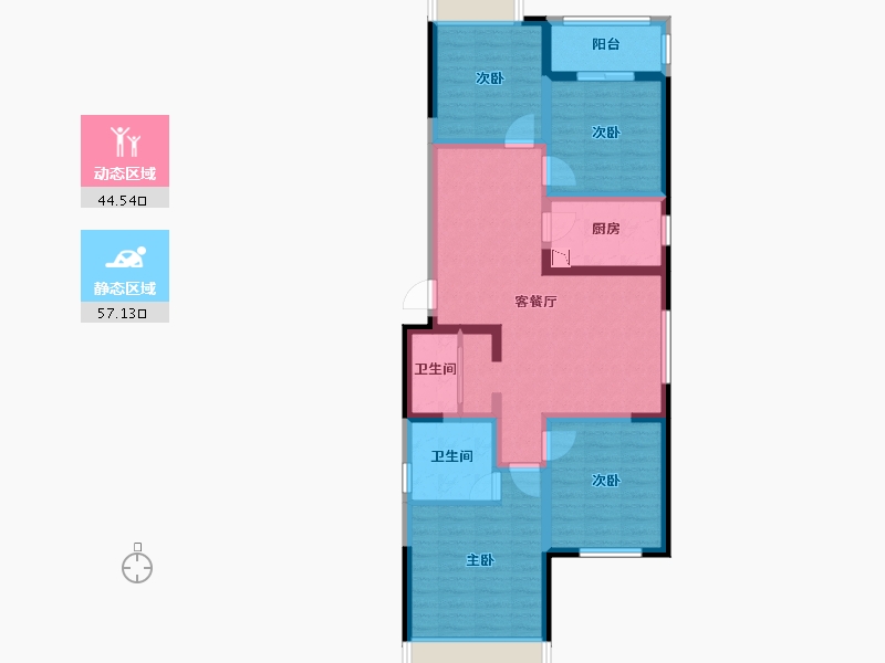 河南省-郑州市-融创兰园-89.13-户型库-动静分区