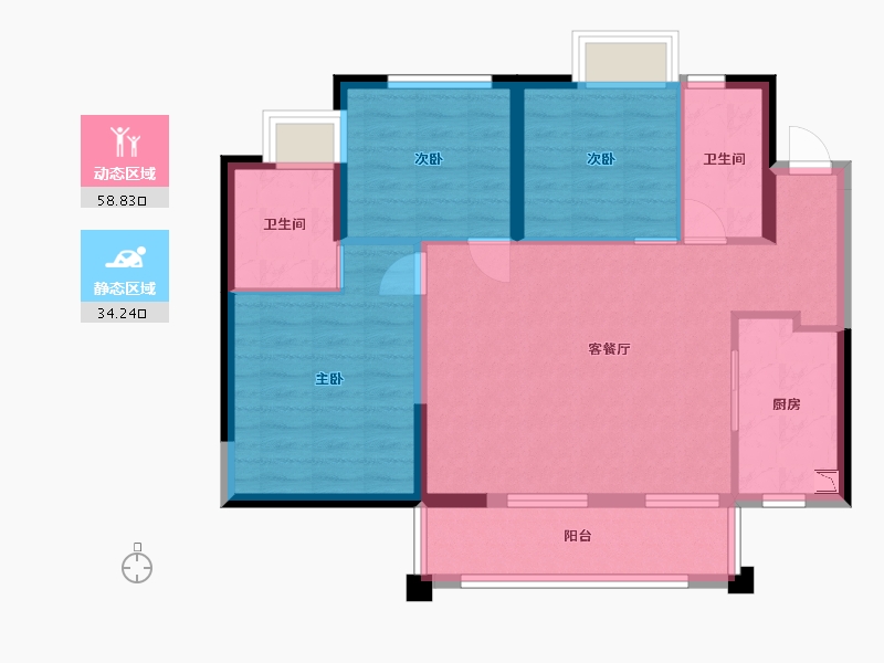 广东省-东莞市-春风格拉斯-83.21-户型库-动静分区