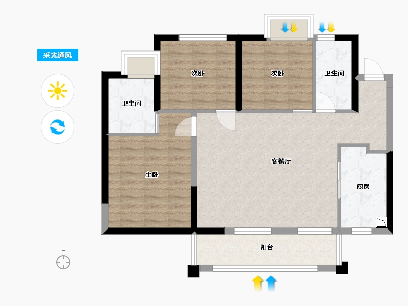 广东省-东莞市-春风格拉斯-83.21-户型库-采光通风