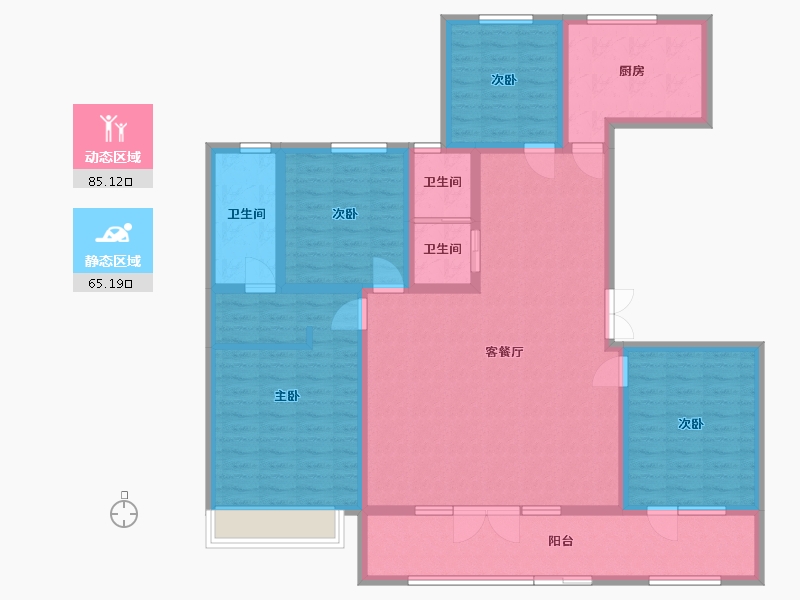 山东省-淄博市-黄金城-134.88-户型库-动静分区