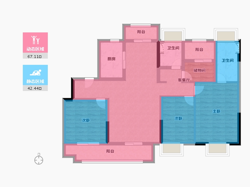 广东省-广州市-东原印江澜-96.09-户型库-动静分区