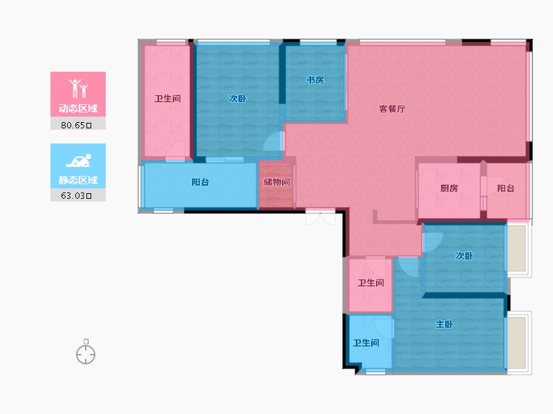 重庆-重庆市-万科御澜道-129.39-户型库-动静分区