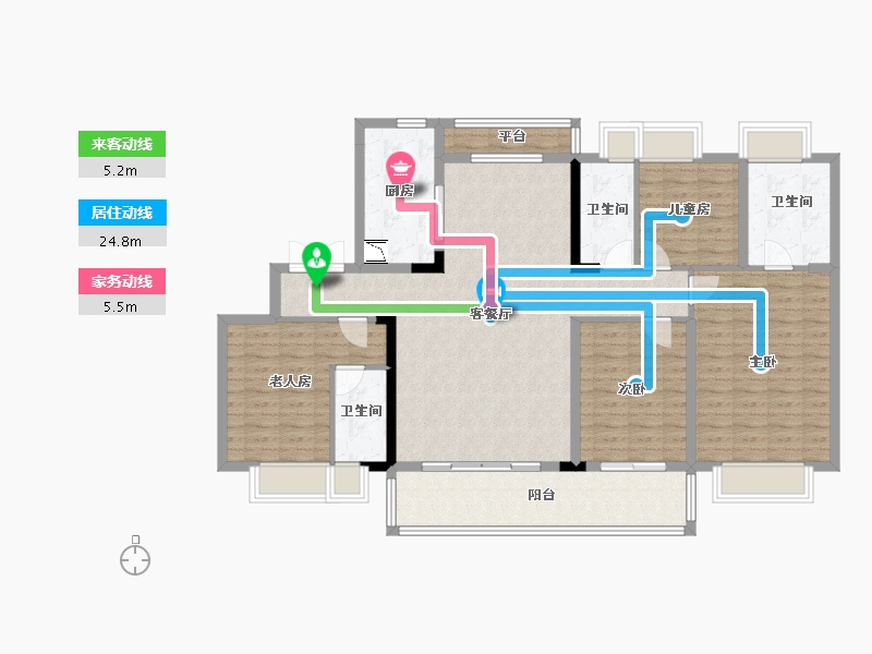 福建省-漳州市-碧桂园御江府-131.46-户型库-动静线